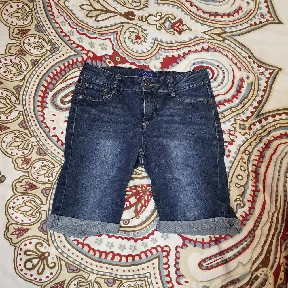 **CLEARANCE** Arizona Jean Co. Girl's Shorts 12 Blue Bermuda Jeans Denim Cuffed